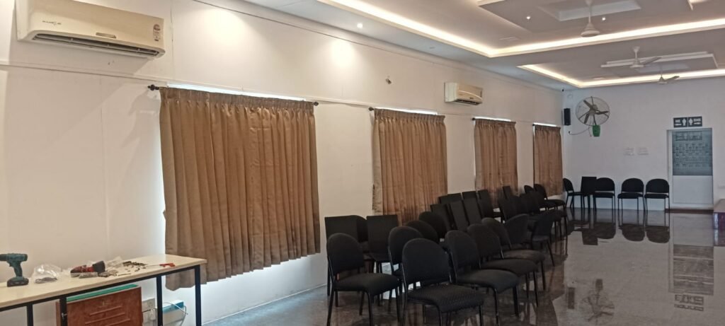 Curtains fitted in an institution hall