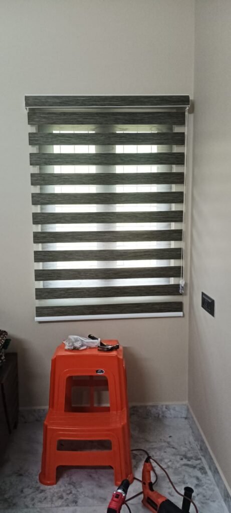 Grey zebra blind freshly installed