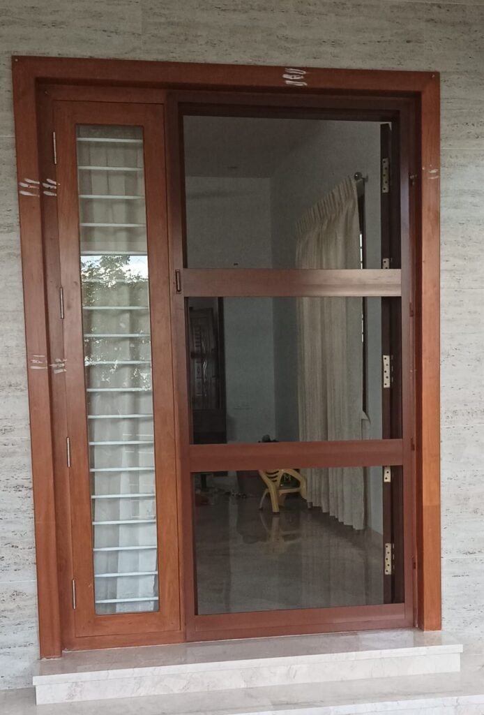 Mosquito net door fitted on a main entrance