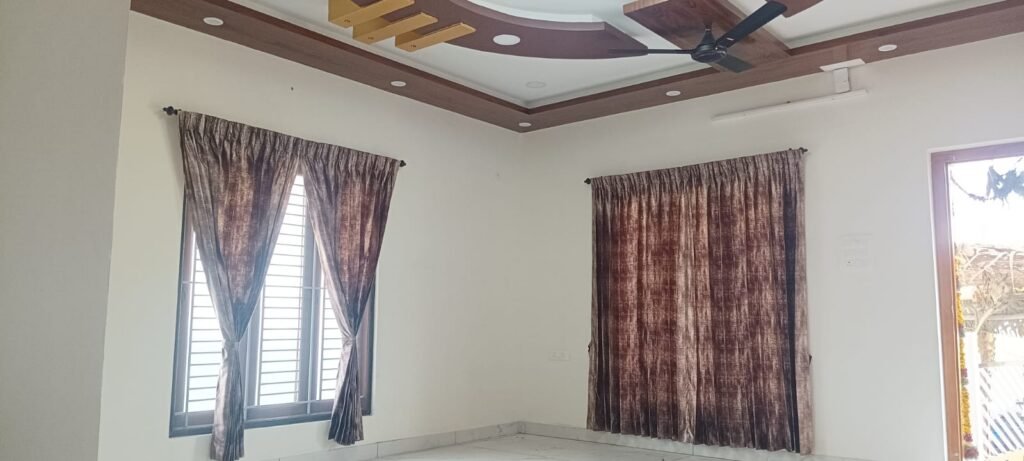 Velvet curtains fitted in a living room