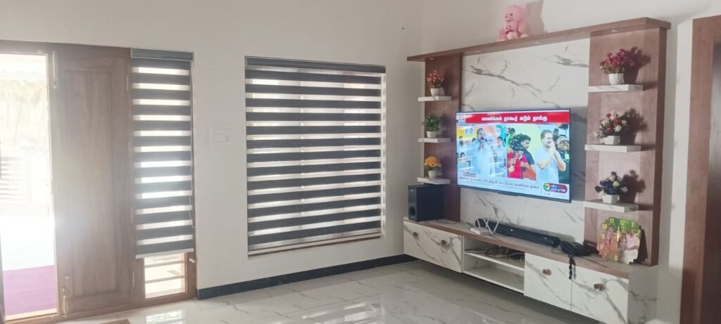 Zebra blinds in a living room